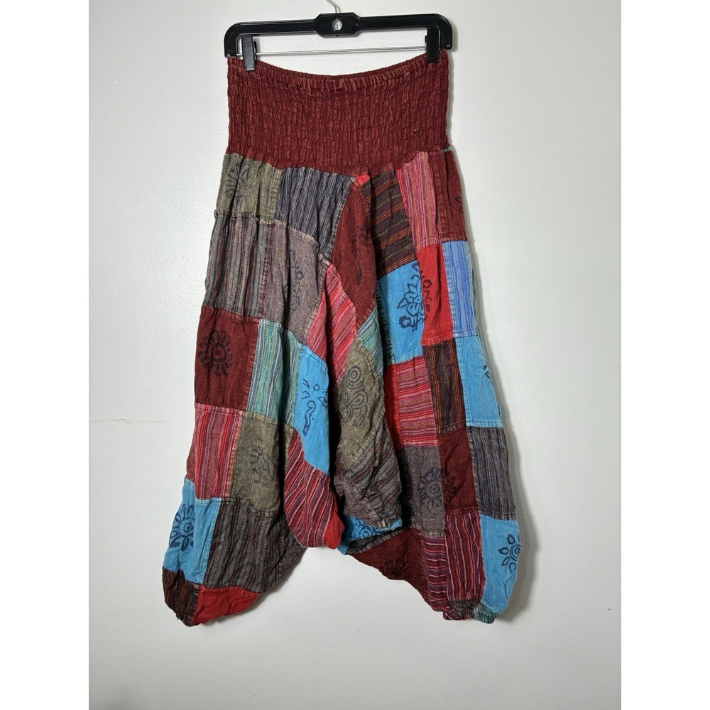 Boho Patchwork Pull On Harlem Pants Women's One Size Up To Large Hippie 7736